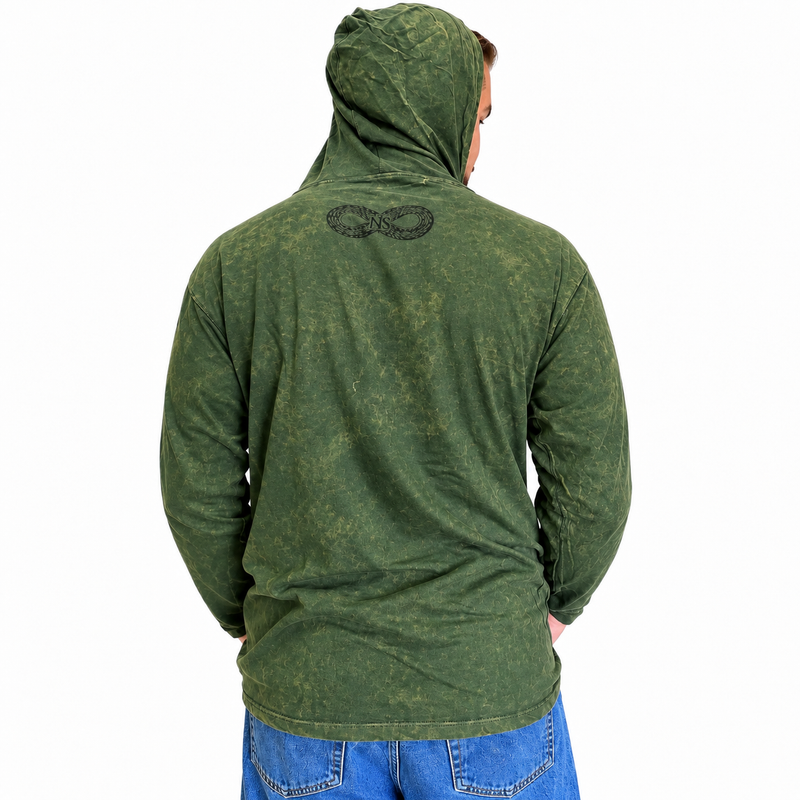Mala kameno oprana hoodie majica s džepom kangaroo - vintage teal boja