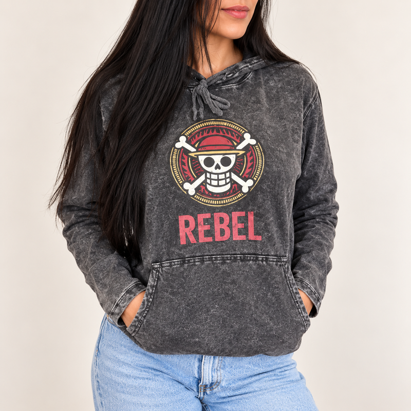 Mali kameno oprano hoodie košulja kangaroo džep - siva REBEL