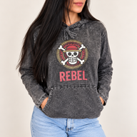 Mali kameno oprano hoodie košulja kangaroo džep - siva REBEL