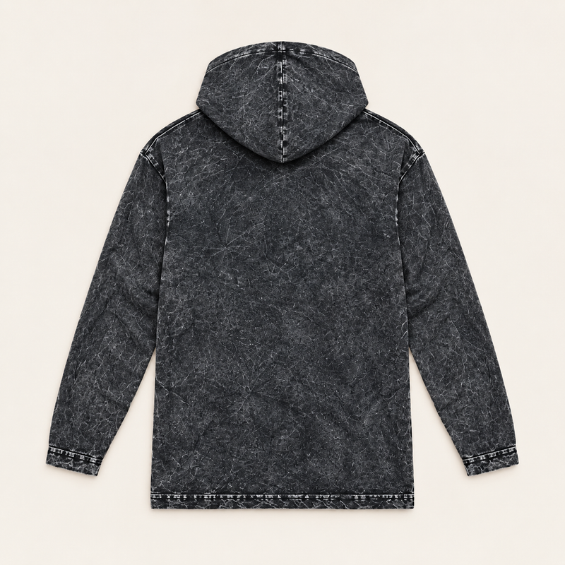 Mali kameno oprano hoodie košulja kangaroo džep - siva REBEL