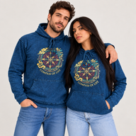 Mali kameno oprani hoodie majica s džepom kangaroo - Plavi kompas života