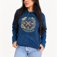 Mali kameno oprani hoodie majica s džepom kangaroo - Plavi kompas života