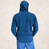 Mali kameno oprani hoodie majica s džepom kangaroo - Plavi kompas života