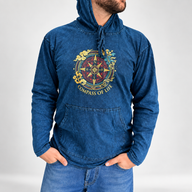 Mali kameno oprani hoodie majica s džepom kangaroo - Plavi kompas života