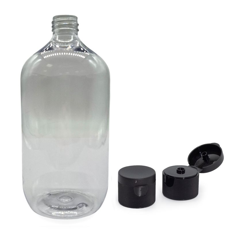 Prozirna plastična boca Boston od 1000 ml s čepom na otvaranje 28 mm