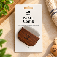 PAW Grooming Tools - Mini češalj za provjeru buha i osjetljiva područja - orah