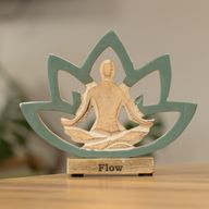 Drvena figura za jogu - Lotosov cvijet - tirkizna - Flow