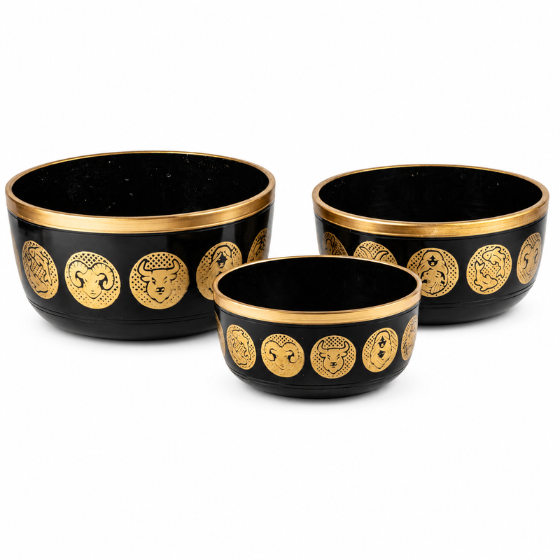 Crne zdjele sa znakovima zodijaka - set od 3 komada - 15 cm, 19 cm, 20 cm