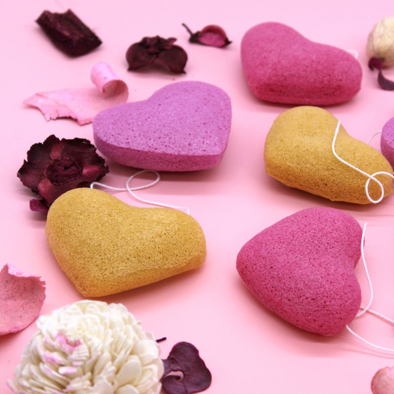 Tradicionalna Japanska Konjac Spužva Oblik Srca - Breskva
