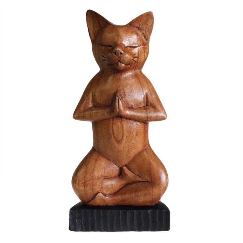 Ručno Izrezbarene Yoga Mačka - Lotus