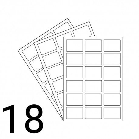 Smeđa kraft naljepnica - 18kom po stranici, zaobljeni kutovi A4, laserski ispis, 63,5x46,6mm