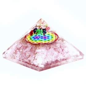Orgonitna Piramida 70mm - Rozenkvarc, Duga i Cvijet Života