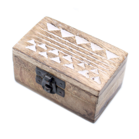 10x Drvena Kutija - Isprano Bijela - Astečki Uzorak - Mala