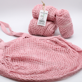 6x Mrežasta Torba od Čistog Pamuka - Ružičasta