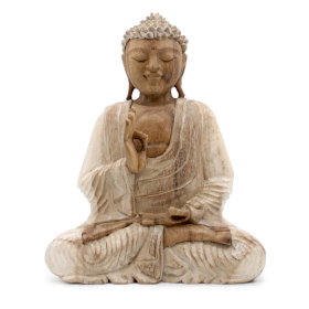 Ručno Izrezbarena Buddha Statua - Učenje Transmisije - Isprano Bijela 30cm