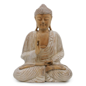 Ručno Izrezbarena Buddha Statua - Učenje Transmisije - Isprano Bijela 40cm