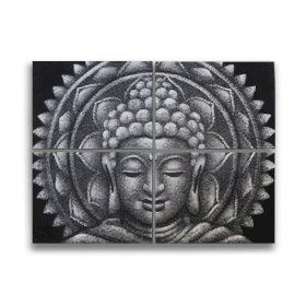 Slika Buda Mandala Brokatni Detalj - Siva - 30x40cm x 4