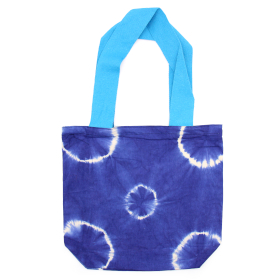 Torba Tye-Dye od Pirodnog Pamuka (8oz) - 38x42x12cm - Plavi Krugovi - Plava Ručka