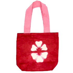 Torba Tye-Dye od Pirodnog Pamuka (8oz) - 38x42x12cm - Bordo Cvijet - Roze Ručka
