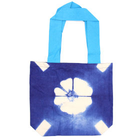 Torba Tye-Dye od Pirodnog Pamuka (8oz) - 38x42x12cm - Plavi Cvijet - Plava Ručka