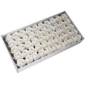 50x Sapun Srednja Ruža za Bukete i Dekoraciju - Bijela