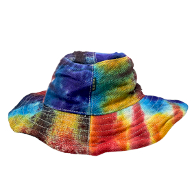 3x Zakrpana i Ožičena Boho Festivalna Kapa od Konoplje i Pamuka - Tie Dye