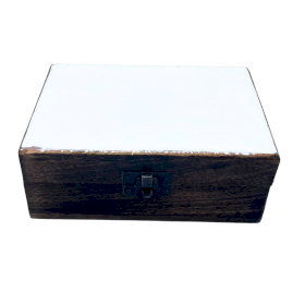 Srednja Drvena Kutija Obložena Keramikom - 15 x 10 x 6 cm - Bijela