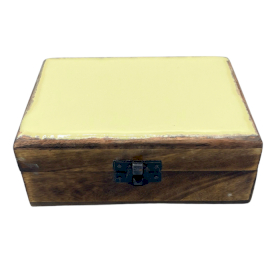 Srednja Drvena Kutija Obložena Keramikom - 15 x 10 x 6 cm - Žuta