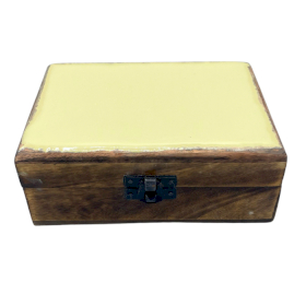 Srednja Drvena Kutija Obložena Keramikom - 15 x 10 x 6 cm - Žuta