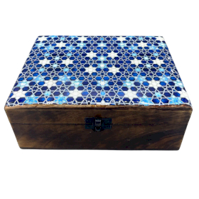 Velika Drvena Kutija Obložena Keramikom - 20 x 15 x 7.5 cm - Zvjezdice
