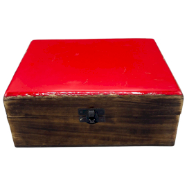 Velika Drvena Kutija Obložena Keramikom - 20 x 15 x 7.5 cm - Crvena