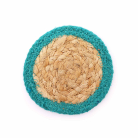 Prirodni Podmetač - Juta i Pamuk 10cm - Tirkizni Rub (Set od 4)