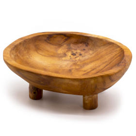 Uglačana Zdjela za Voće od Tikovine na Nogama - 30x23x10cm