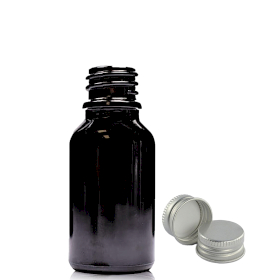 156x Crna Staklena Bočica 15ml s Aluminijskim Čepom