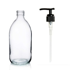 36x Farmaceutska Boca od Prozirnog Stakla s Crnom Plastičnom Pumpicom 200ml