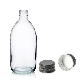 40x Farmaceutska Boca od Prozirnog Stakla s Crnim Aluminijskim Čepom 300ml