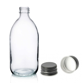 30x Farmaceutska Boca od Prozirnog Stakla s Crnim Aluminijskim Čepom 500ml