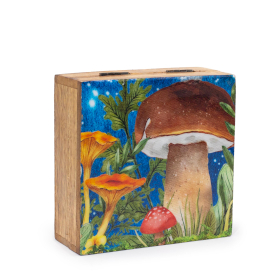 Srednja Kvadratna Kutija 13,5x13,5x6cm - Dizajn Gljiva, Petrolej Boja