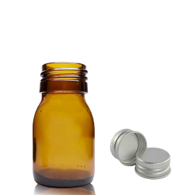 110x Jantarna Staklena Farmaceutska Boca s Aluminijskim Čepom 30ml