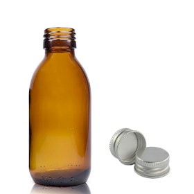 70x Jantarna Staklena Farmaceutska Boca s Aluminijskim Čepom 150ml