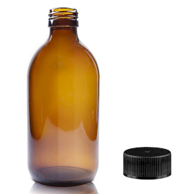 40x Jantarna Staklena Farmaceutska Boca s Crnim Plastičkim Čepom 300ml