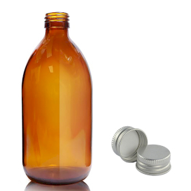 30x Jantarna Staklena Farmaceutska Boca s Aluminijskim Čepom 500ml