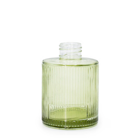 6x Okrugla Rebrasta Boca za Difuzor s Drvenim Štapićima (28mm Grlo) 150ml - Smoky Green