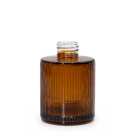 6x Okrugla Rebrasta Boca za Difuzor s Drvenim Štapićima (28mm Grlo) 150ml - Jantar