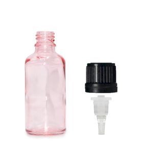 330x Ružičasta Staklena Bočica s Kapaljkom i Čepom 30ml