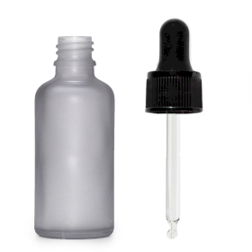 264x Mat Siva Staklena Bočica s Crnom Pipetom 50ml