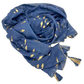 Nomad Sari On the Med Kolekcija - Pareo - Morsko-plava s Dizajnom Zlatne Ribice