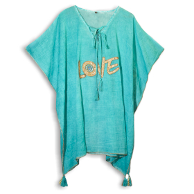 Nomad Sari On the Med Kolekcija - Kaftan - Tirkizna & Zlatna Love Dizajn