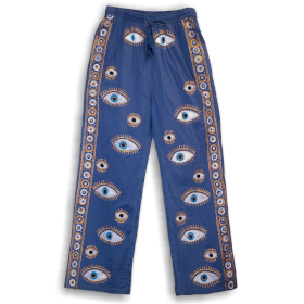 Bogato Plava & Zlatno Urokljivo Oko Ručno Oslikane Hlače Nomad Sari L/XL