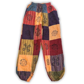 Hlače s Uzorkom Gljive - Nomad Sari Blok Print - Narančasti Tonovi - S/M